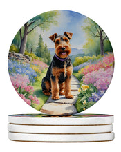 Load image into Gallery viewer, Welsh Terrier Spring Path Large Sandstone Coasters Pack of 4