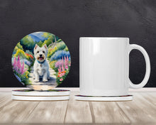 Load image into Gallery viewer, Westie Spring Path Large Sandstone Coasters Pack of 4