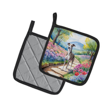 Load image into Gallery viewer, Whippet Spring Path Pot Holders - Set of 2 Decorative Kitchen Helpers | Made in the USA
