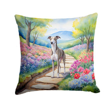 Load image into Gallery viewer, Whippet Spring Path Throw Pillow - 14x14 Decorative Pillow – Art for Your Home &amp; Patio