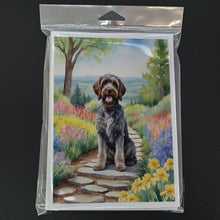 Load image into Gallery viewer, Wirehaired Pointing Griffon Spring Path Greeting Cards - Blank Note Cards – 8-Pack of Artist-Designed Cards with Envelopes