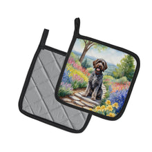 Load image into Gallery viewer, Wirehaired Pointing Griffon Spring Path Pot Holders - Set of 2 Decorative Kitchen Helpers | Made in the USA