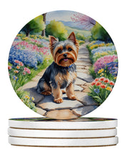 Load image into Gallery viewer, Yorkshire Terrier Spring Path Large Sandstone Coasters Pack of 4