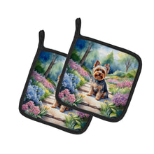 Load image into Gallery viewer, Yorkshire Terrier Spring Path Pot Holders - Set of 2 Decorative Kitchen Helpers | Made in the USA