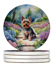 Load image into Gallery viewer, Yorkshire Terrier Spring Path Large Sandstone Coasters Pack of 4