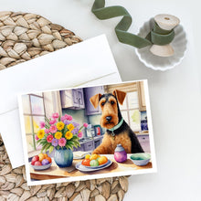Load image into Gallery viewer, Decorating Easter Airedale Terrier Greeting Cards - Blank Note Cards – 8-Pack of Artist-Designed Cards with Envelopes