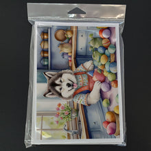 Load image into Gallery viewer, Decorating Easter Alaskan Malamute Greeting Cards - Blank Note Cards – 8-Pack of Artist-Designed Cards with Envelopes