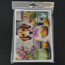Load image into Gallery viewer, Decorating Easter American Foxhound Greeting Cards - Blank Note Cards – 8-Pack of Artist-Designed Cards with Envelopes
