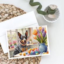 Load image into Gallery viewer, Decorating Easter Australian Cattle Dog Greeting Cards - Blank Note Cards – 8-Pack of Artist-Designed Cards with Envelopes