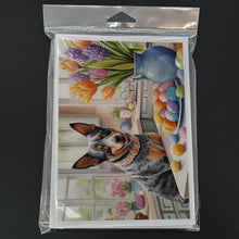 Load image into Gallery viewer, Decorating Easter Australian Cattle Dog Greeting Cards - Blank Note Cards – 8-Pack of Artist-Designed Cards with Envelopes