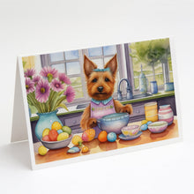 Load image into Gallery viewer, Decorating Easter Australian Terrier Greeting Cards - Blank Note Cards – 8-Pack of Artist-Designed Cards with Envelopes