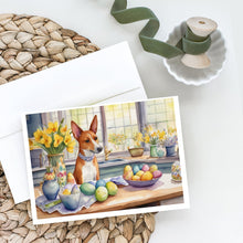 Load image into Gallery viewer, Decorating Easter Basenji Greeting Cards - Blank Note Cards – 8-Pack of Artist-Designed Cards with Envelopes