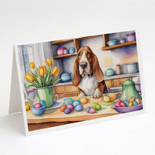 Load image into Gallery viewer, Decorating Easter Basset Hound Greeting Cards - Blank Note Cards – 8-Pack of Artist-Designed Cards with Envelopes