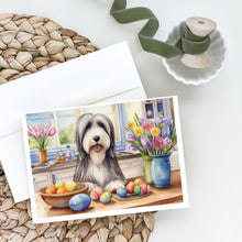 Load image into Gallery viewer, Decorating Easter Bearded Collie Greeting Cards - Blank Note Cards – 8-Pack of Artist-Designed Cards with Envelopes