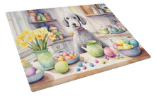 Load image into Gallery viewer, Decorating Easter Bedlington Terrier Glass Cutting Boards – Durable, Decorative Kitchen Art