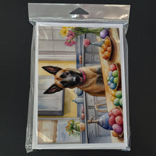 Load image into Gallery viewer, Decorating Easter Belgian Malinois Greeting Cards - Blank Note Cards – 8-Pack of Artist-Designed Cards with Envelopes