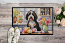 Load image into Gallery viewer, Decorating Easter Bernedoodle Doormat