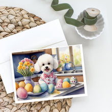 Load image into Gallery viewer, Decorating Easter Bichon Frise Greeting Cards - Blank Note Cards – 8-Pack of Artist-Designed Cards with Envelopes