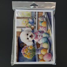 Load image into Gallery viewer, Decorating Easter Bichon Frise Greeting Cards - Blank Note Cards – 8-Pack of Artist-Designed Cards with Envelopes