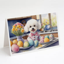 Load image into Gallery viewer, Decorating Easter Bichon Frise Greeting Cards - Blank Note Cards – 8-Pack of Artist-Designed Cards with Envelopes