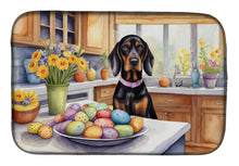 Load image into Gallery viewer, Decorating Easter Black and Tan Coonhound Dish Drying Mat