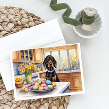 Load image into Gallery viewer, Decorating Easter Black and Tan Coonhound Greeting Cards - Blank Note Cards – 8-Pack of Artist-Designed Cards with Envelopes