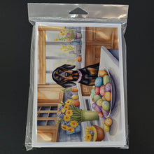 Load image into Gallery viewer, Decorating Easter Black and Tan Coonhound Greeting Cards - Blank Note Cards – 8-Pack of Artist-Designed Cards with Envelopes