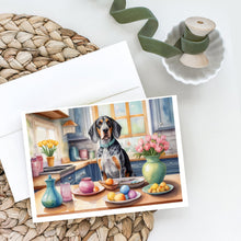 Load image into Gallery viewer, Decorating Easter Bluetick Coonhound Greeting Cards - Blank Note Cards – 8-Pack of Artist-Designed Cards with Envelopes
