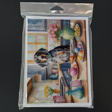 Load image into Gallery viewer, Decorating Easter Bluetick Coonhound Greeting Cards - Blank Note Cards – 8-Pack of Artist-Designed Cards with Envelopes