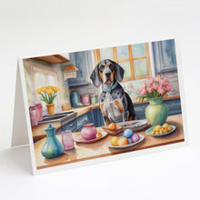 Load image into Gallery viewer, Decorating Easter Bluetick Coonhound Greeting Cards - Blank Note Cards – 8-Pack of Artist-Designed Cards with Envelopes