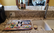 Load image into Gallery viewer, Decorating Easter Border Collie Dish Drying Mat