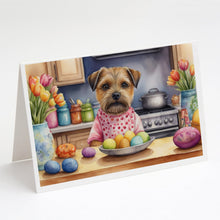 Load image into Gallery viewer, Decorating Easter Border Terrier Greeting Cards - Blank Note Cards – 8-Pack of Artist-Designed Cards with Envelopes