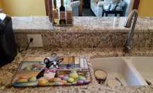 Load image into Gallery viewer, Decorating Easter Boston Terrier Dish Drying Mat