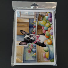 Load image into Gallery viewer, Decorating Easter Boston Terrier Greeting Cards - Blank Note Cards – 8-Pack of Artist-Designed Cards with Envelopes