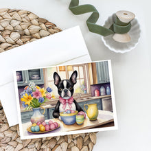 Load image into Gallery viewer, Decorating Easter Boston Terrier Greeting Cards - Blank Note Cards – 8-Pack of Artist-Designed Cards with Envelopes