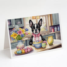 Load image into Gallery viewer, Decorating Easter Boston Terrier Greeting Cards - Blank Note Cards – 8-Pack of Artist-Designed Cards with Envelopes