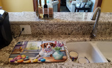 Load image into Gallery viewer, Decorating Easter Brittany Spaniel Dish Drying Mat