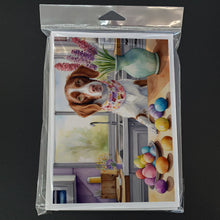 Load image into Gallery viewer, Decorating Easter Brittany Spaniel Greeting Cards - Blank Note Cards – 8-Pack of Artist-Designed Cards with Envelopes