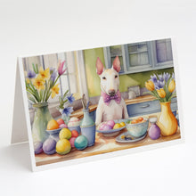 Load image into Gallery viewer, Decorating Easter Bull Terrier Greeting Cards - Blank Note Cards – 8-Pack of Artist-Designed Cards with Envelopes