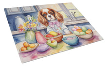 Load image into Gallery viewer, Decorating Easter Cavalier Spaniel Glass Cutting Boards – Durable, Decorative Kitchen Art
