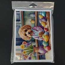 Load image into Gallery viewer, Decorating Easter Cockapoo Greeting Cards - Blank Note Cards – 8-Pack of Artist-Designed Cards with Envelopes