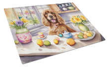 Load image into Gallery viewer, Decorating Easter Cocker Spaniel Glass Cutting Boards – Durable, Decorative Kitchen Art