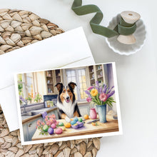 Load image into Gallery viewer, Decorating Easter Collie Greeting Cards - Blank Note Cards – 8-Pack of Artist-Designed Cards with Envelopes