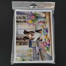 Load image into Gallery viewer, Decorating Easter Collie Greeting Cards - Blank Note Cards – 8-Pack of Artist-Designed Cards with Envelopes