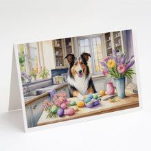Load image into Gallery viewer, Decorating Easter Collie Greeting Cards - Blank Note Cards – 8-Pack of Artist-Designed Cards with Envelopes