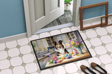 Load image into Gallery viewer, Decorating Easter Collie Doormat