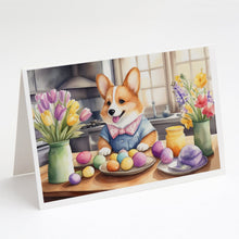 Load image into Gallery viewer, Decorating Easter Corgi Greeting Cards - Blank Note Cards – 8-Pack of Artist-Designed Cards with Envelopes