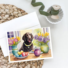 Load image into Gallery viewer, Decorating Easter Curly-Coated Retriever Greeting Cards - Blank Note Cards – 8-Pack of Artist-Designed Cards with Envelopes