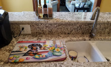 Load image into Gallery viewer, Decorating Easter Dachshund Dish Drying Mat