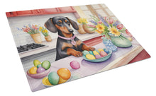 Load image into Gallery viewer, Decorating Easter Dachshund Glass Cutting Boards – Durable, Decorative Kitchen Art
